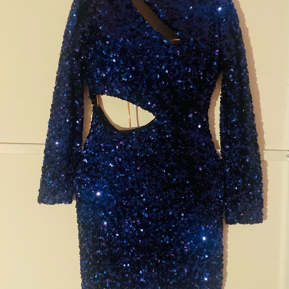 Zara Blue Sequin Backless Dress